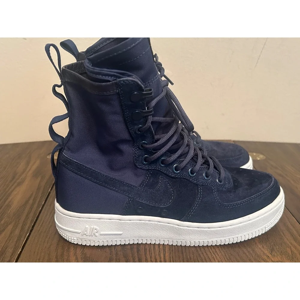 Nike Air Force 1 Hi Women's Size 7.5 Midnight Navy Suede 857872-401 No Straps‎